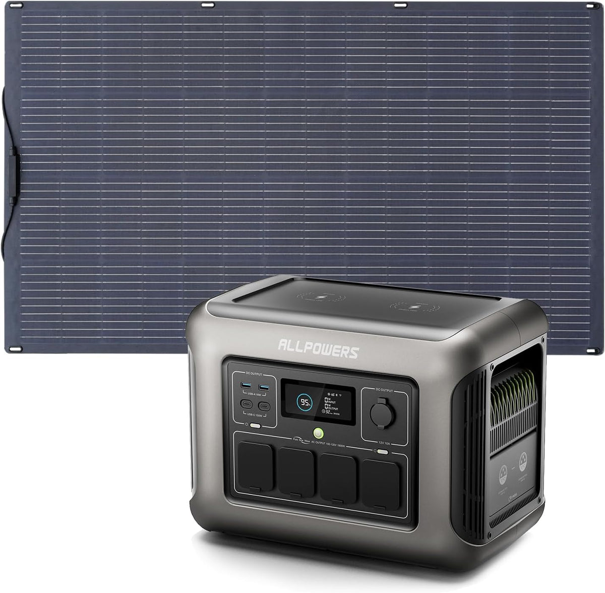 ALLPOWERS panneau solaire, 1152 Wh, 200 W, Bleu/Gris, R1500 Station électrique Portable