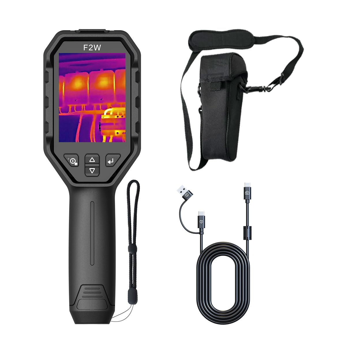 HSFTOOLS Imageurs thermiques, 256 x 192, 640 x 480, 3,2 pouces, Noir/Gris, F2 W Caméra thermique à résolution IR