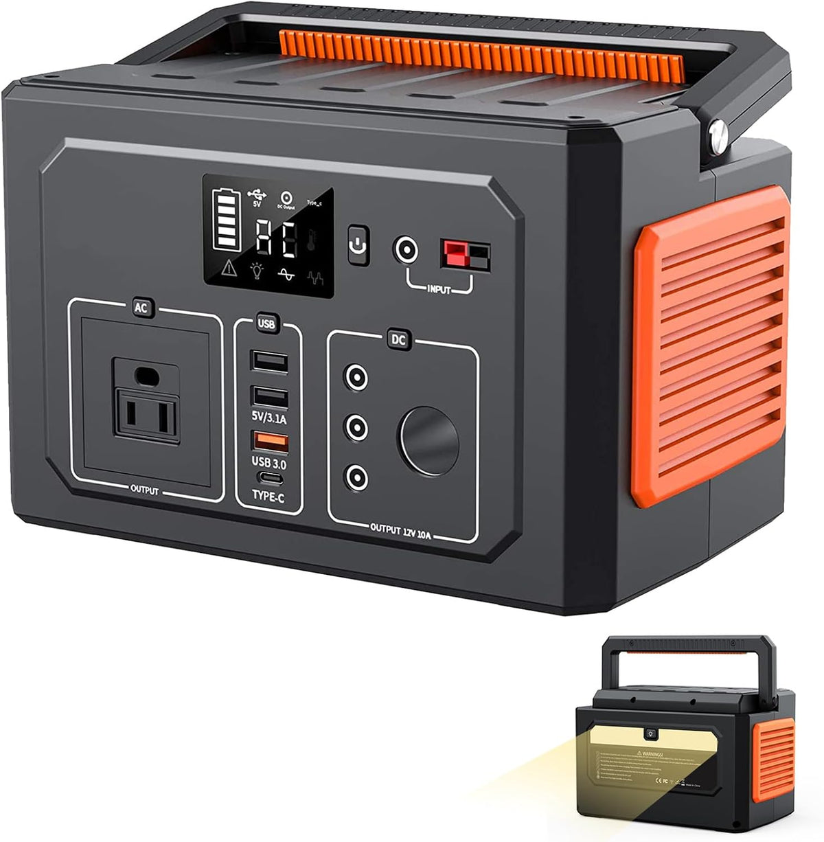 HTDRE groupe électrogène, 400 W, 110 V, 220 V, 404 Wh, Noir/Gris
