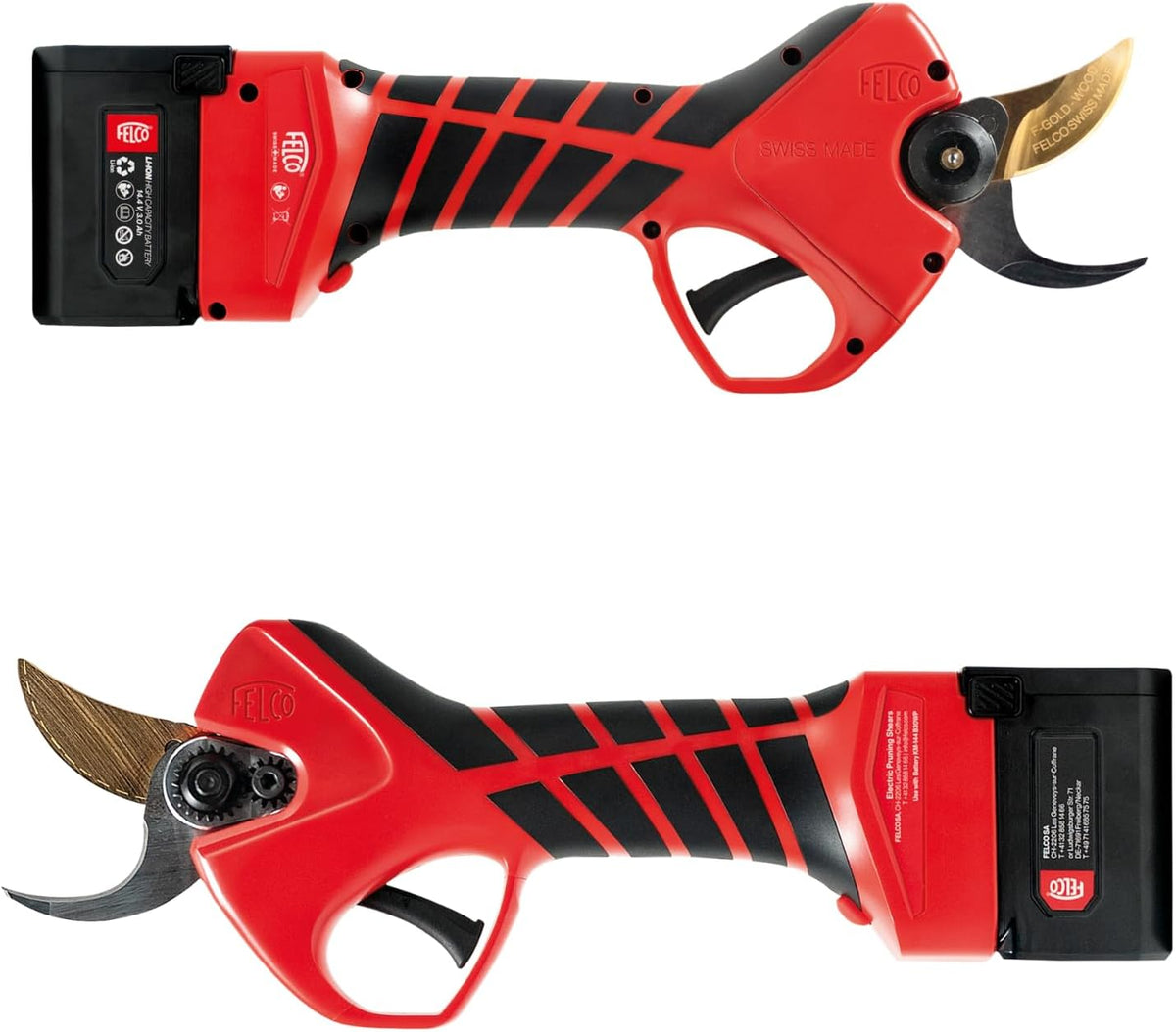 FELCO Sécateurs, 834 W, 834 W, 34 mm, 14,4 V, 73 mm, Doré, Sécateur Électrique Professionnel Sans Fil - 2 Batteries