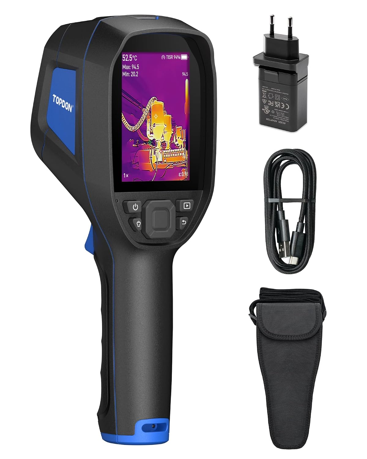 TOPDON Imageurs thermiques, 512x384, Noir/Gris, Camera Thermique TC004, Résolution TISR, 5″ Camera Infrarouge avec Enregistrement Photo Vidéo