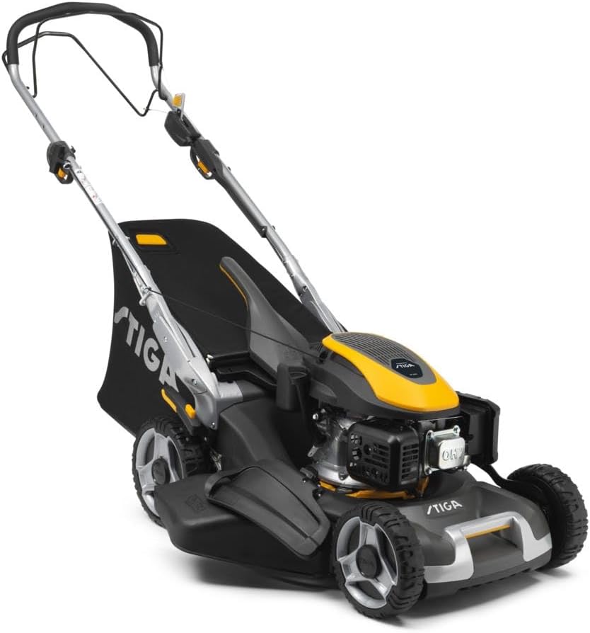 STIGA tondeuse à gazon, 950 V, 48 cm, 000 m, Noir/Gris, Twinclip Tondeuse Thermique 196 CC, Système 4-en-1