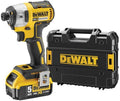 DEWALT visseuse à choc, 18 V, 5 Ah, 3250 tr/min, 400 W, Noir/Jaune, 2 Batteries / Chargeur - 3 Vitesses (0-1000/2800/ ) - Mandrin ¼'