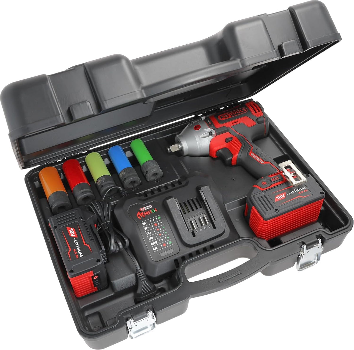 KS TOOLS Visseuses à choc, Noir/Gris, eMONSTER Kit de sans fil 1/2' Brushless - 9