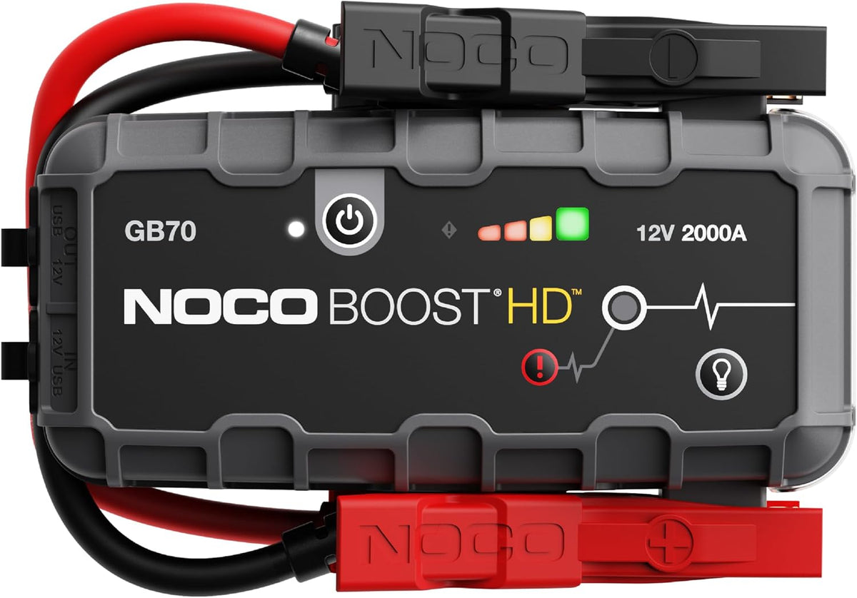 NOCO Chargeurs de batterie, 12 V, 8,0 L, 6,0 L, Noir/Gris, Boost GB70: Booster Batterie UltraSafe 2000A, Moteurs Essence et Diesel