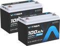 VATRER POWER batterie, 12 V, 100 Ah, Noir/Blanc, Lot de 2 s LiFePO4 BMS 100A