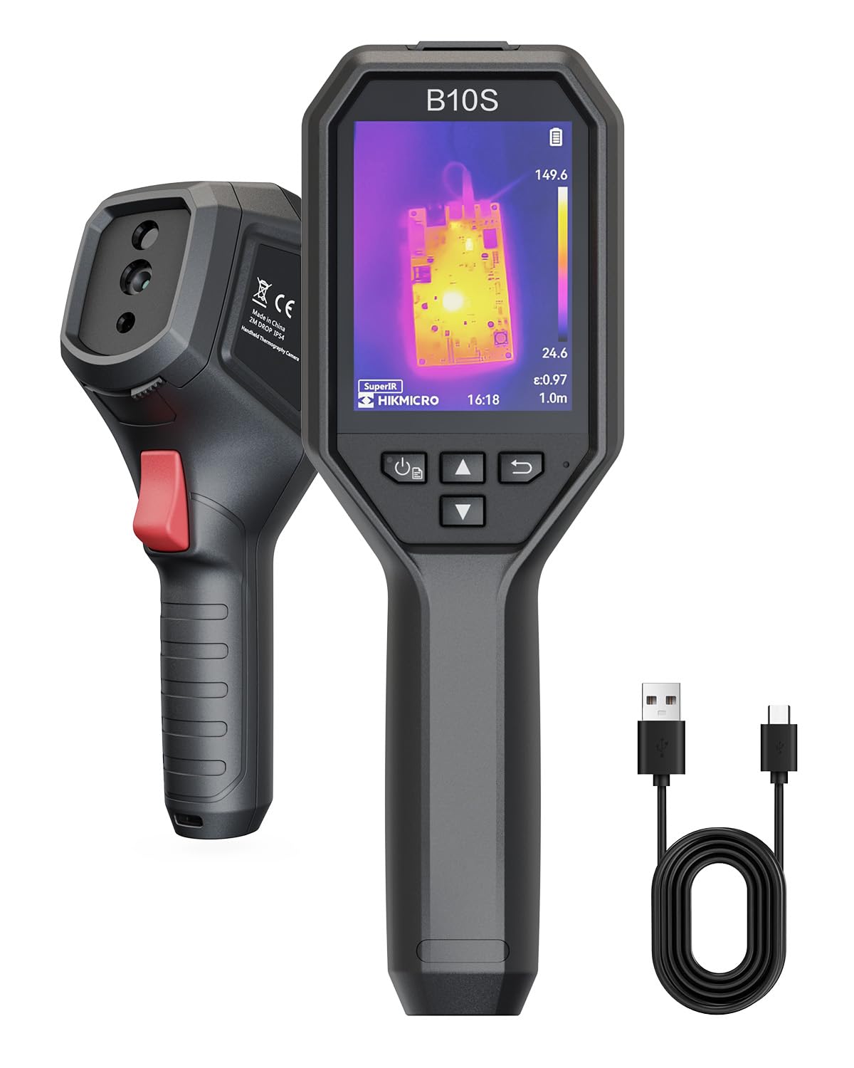 HIKMICRO Imageurs thermiques, 256 x 192, 640 × 480, Noir/Gris, B10S Caméra thermique Résolution IR avec caméra visuelle 2MP