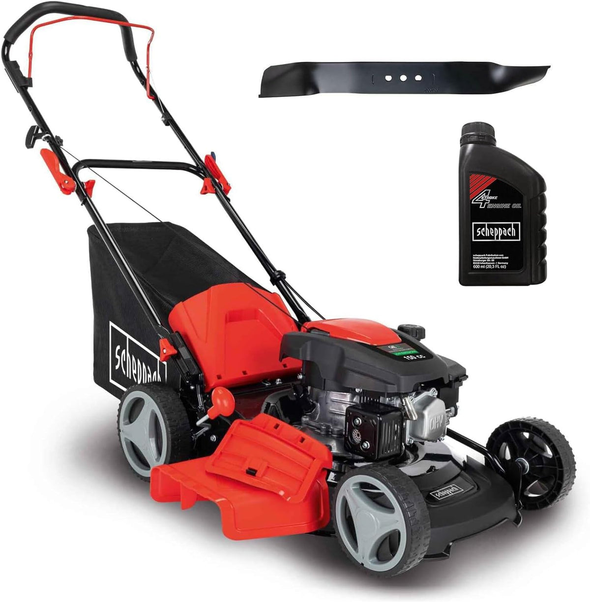 Scheppach tondeuse à gazon, 55 L, Noir/Gris, à Essence MP150-46 - - 2 Lames + Huile Moteur