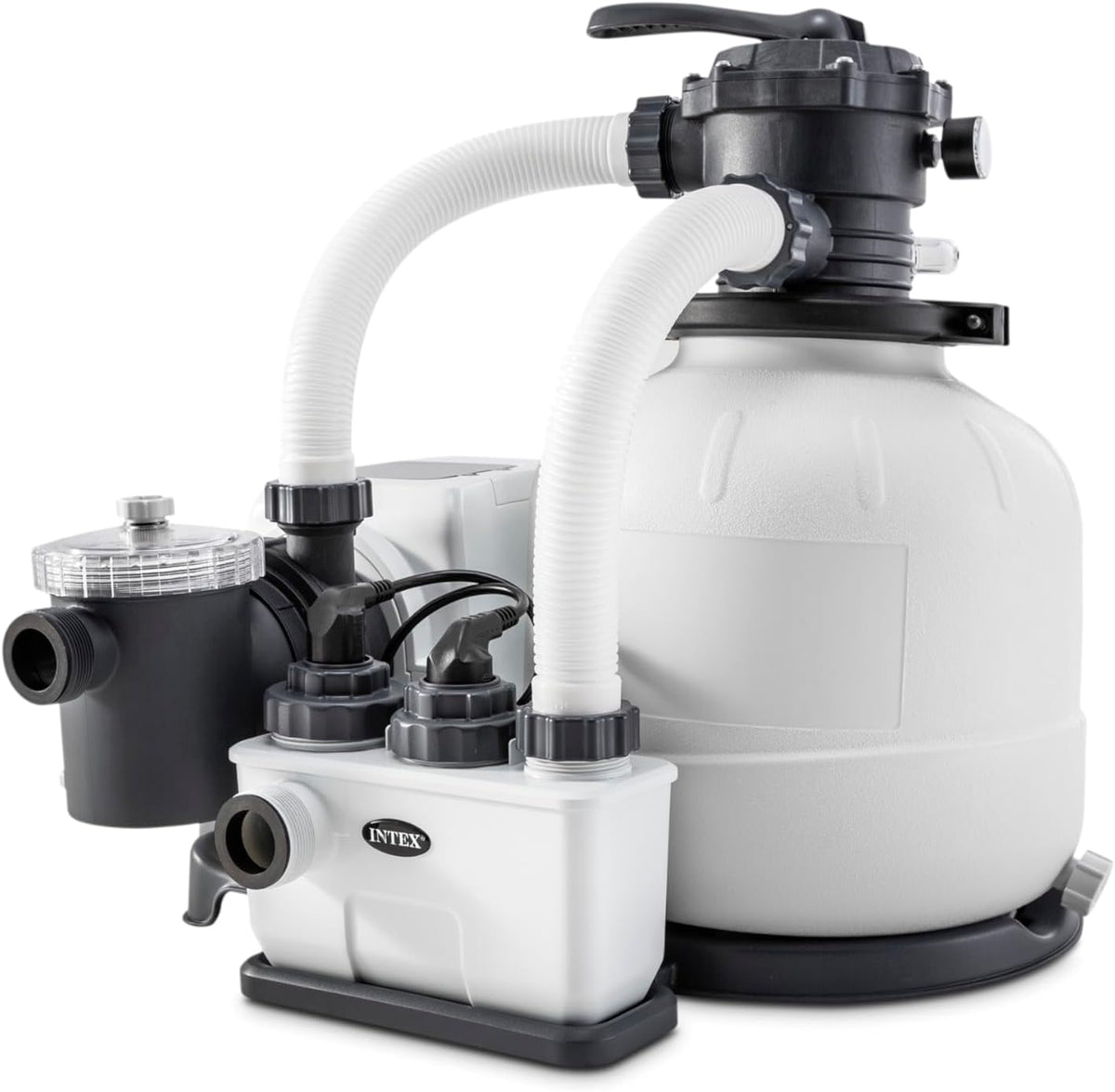 Intex Pompes, 6 m, Gris/Blanc, combo filtre à sable ³/h + sterilisateur au sel qx2100
