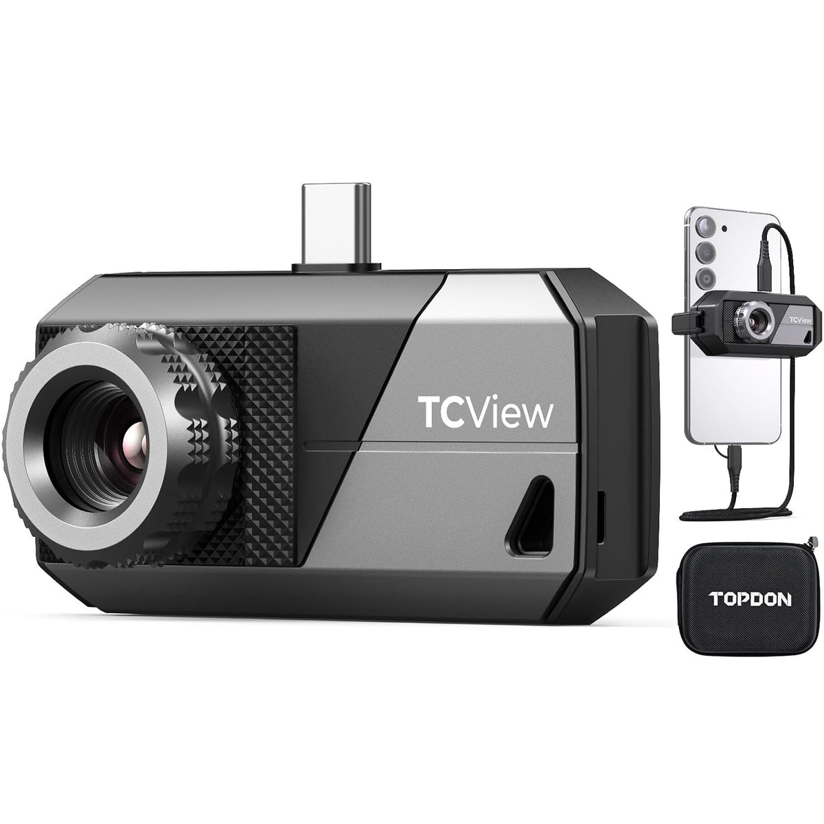 TOPDON Imageurs thermiques, 9 mm, 512x384, Gris/Noir, TS001 Caméra Thermique Android, lentille réglable TISR