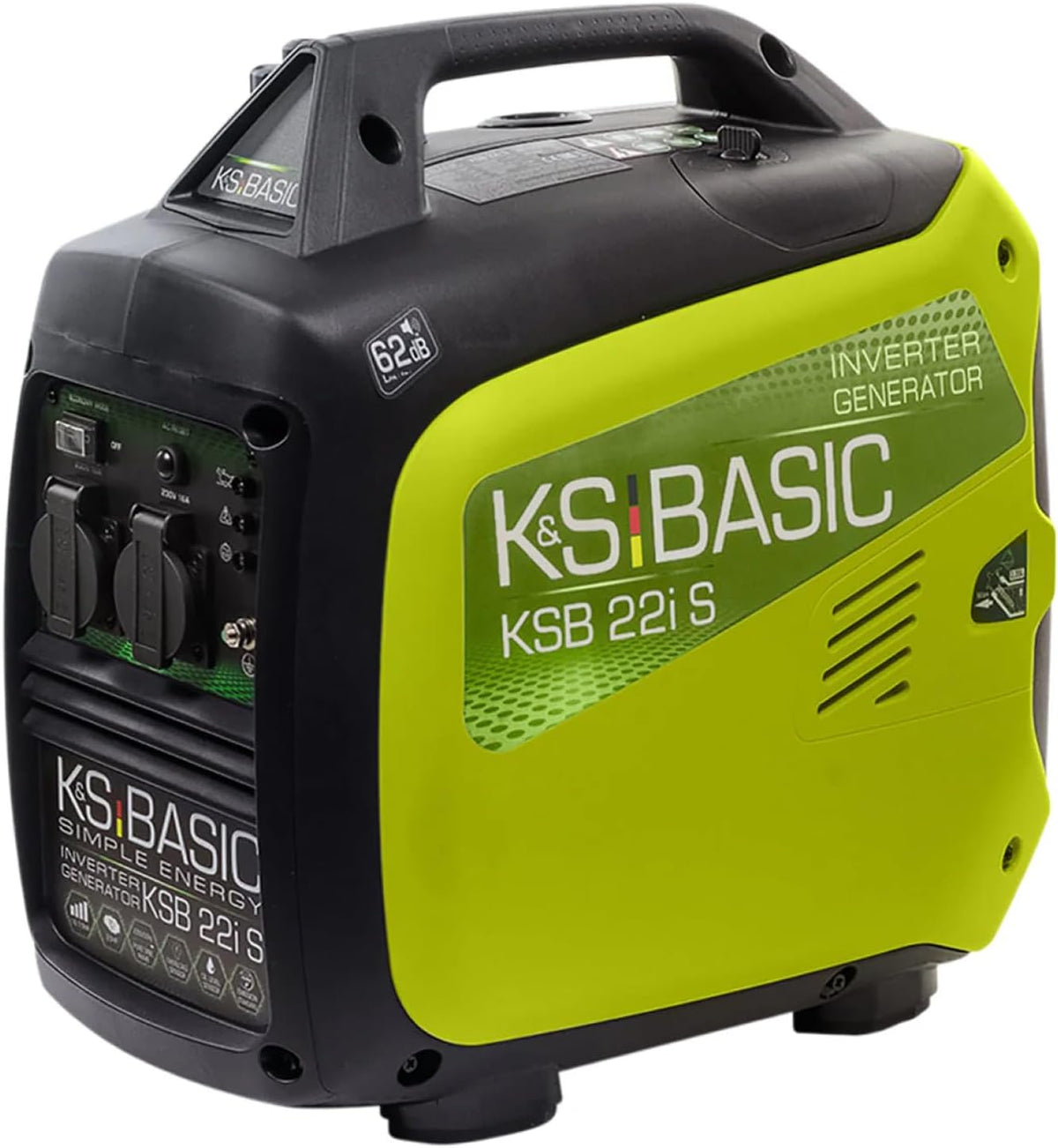 K&S BASIC groupe électrogène, 2000 W, 230 V, Noir/Jaune, KSB 22i S Générateur Inverter Conversion électronique