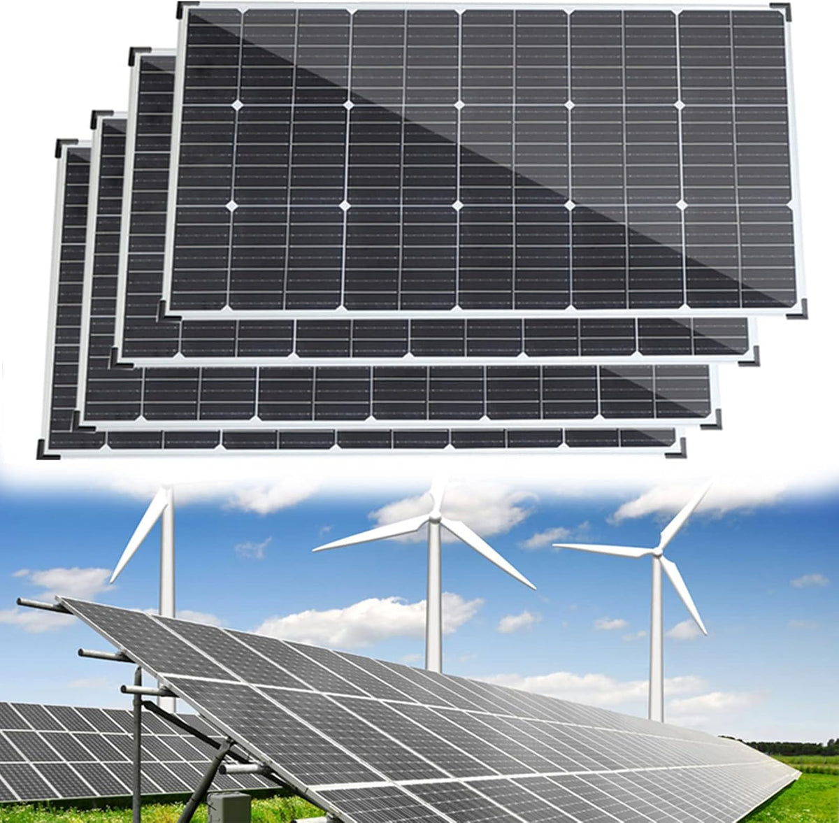 ITOSUI panneau solaire, 400 W, 200 W, Gris/Noir, Kit de avec contrôleur de Charge (40 A), Quatre pièces