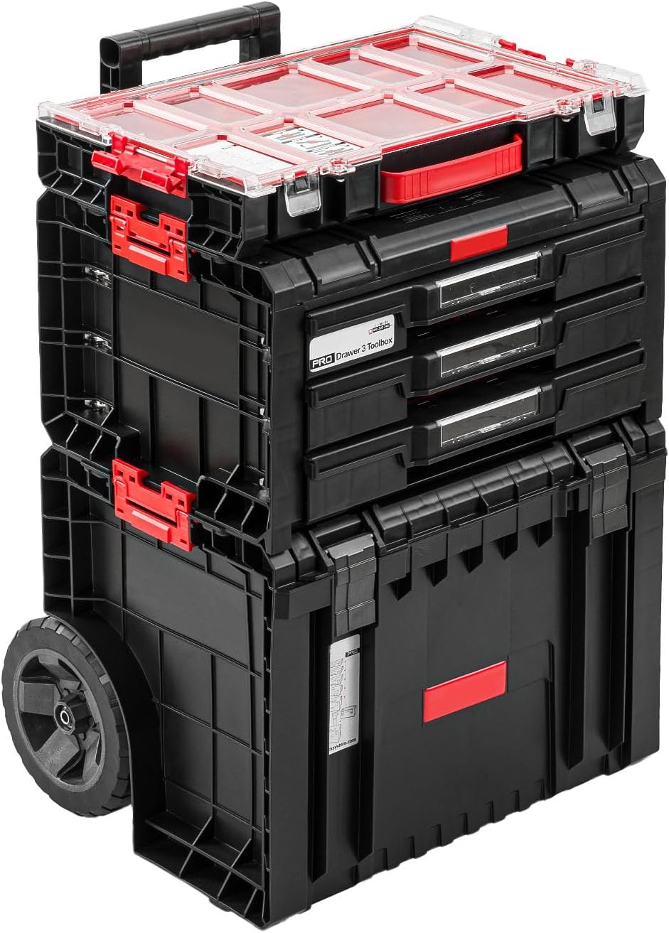 PAFEN Boîtes à outils, 445 x 410 x 665 mm, Noir/Rouge