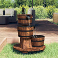 Runheo fontaine à eau, 6 W, c.a. 220-240 V, 50 Hz, 55x55x80 cm, bois de sapin massif avec une finition brûlée, Vert/Marron