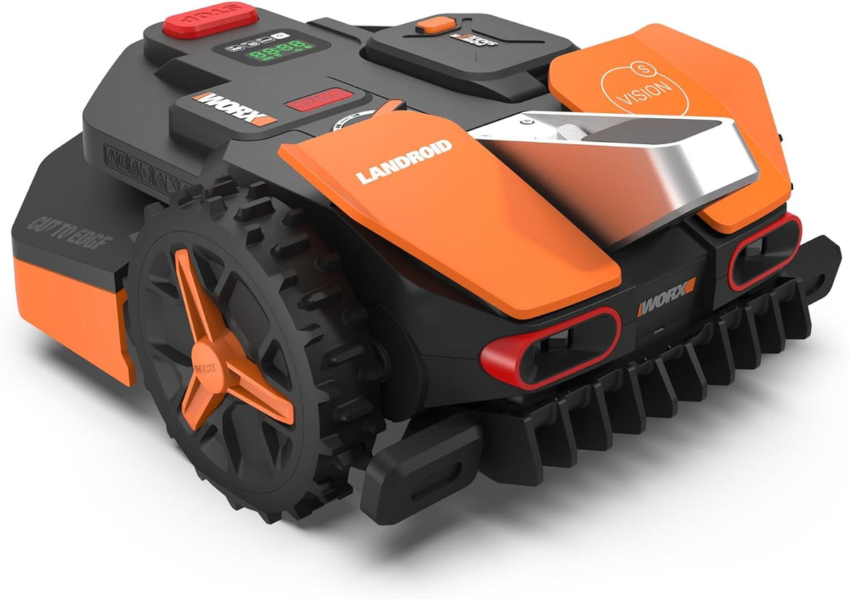 WORX Tondeuses robot, 250 m, 350 m, Noir/Orange, LANDROID Vision WR202E, Robot Tondeuse sans Fil périphérique ² Surf.Max ²