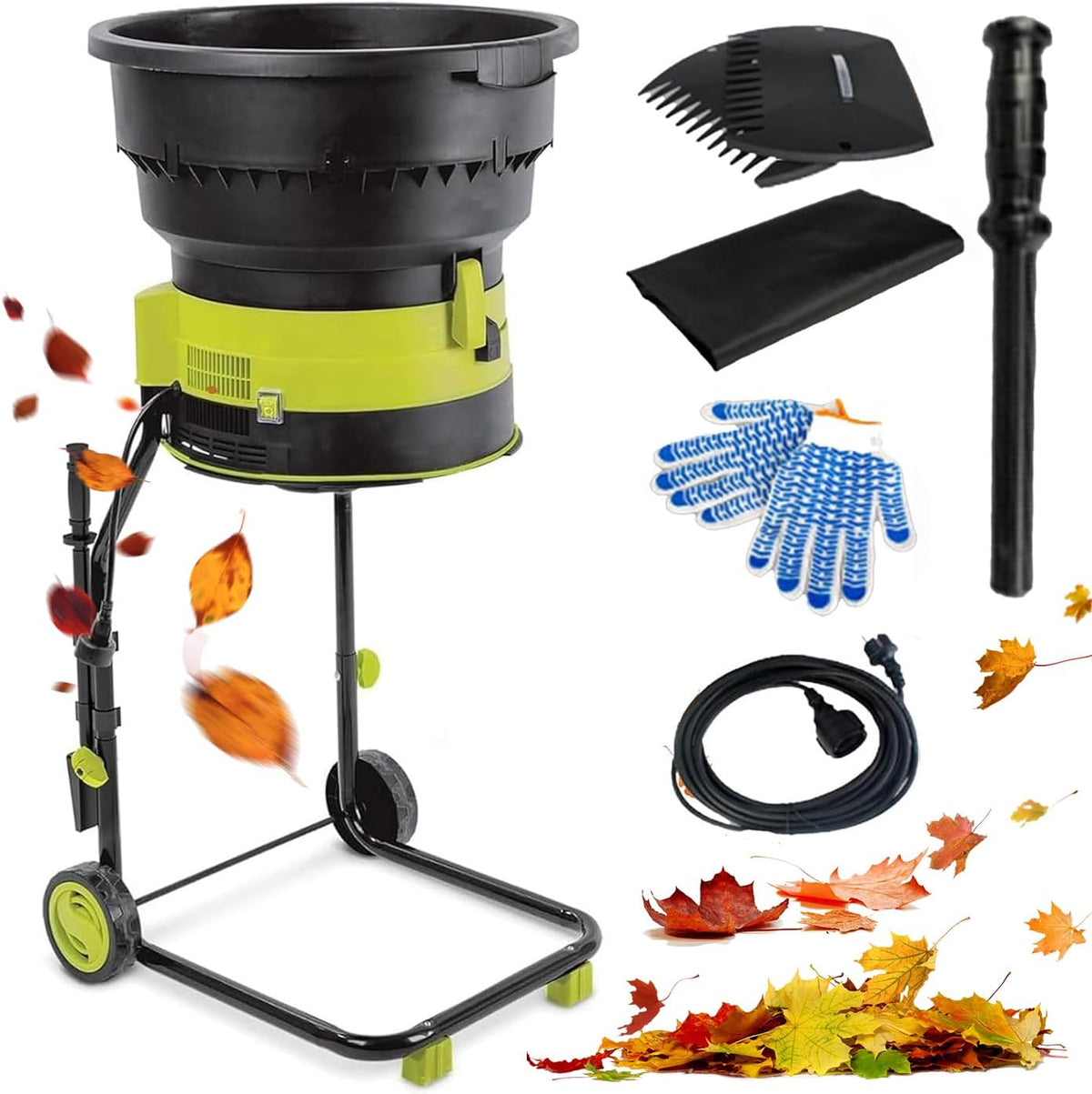 Broyeurs broyeur, 208 l/min, 2 500 W, 500 W, 000 TR/Min, 54 cm, Noir et vert, de Feuilles et de végétaux électriques Robustes de et 8