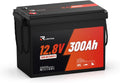 RVLithTime batterie, 12 V, 300 Ah, 3840 Wh, 28 kg, Noir/Rouge, Lithium LiFePO4 avec 98% Efficacité, BMS 200A, A-Grade Cellules