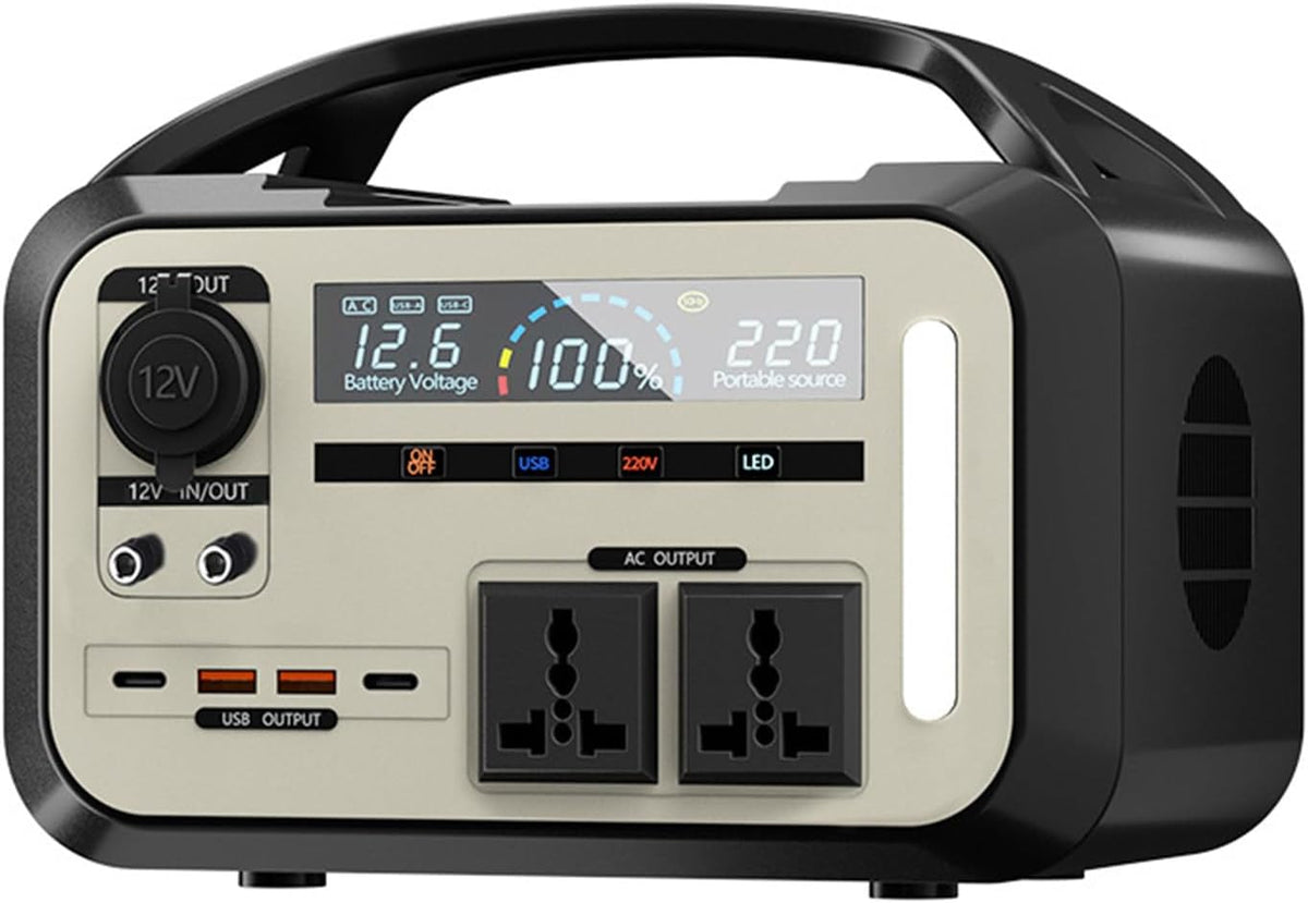HTDRE Groupes éléctrogènes, 220 V, 600 Wh, 900 W, Noir/Gris, Bloc d'alimentation Mobile Portable d'extérieur