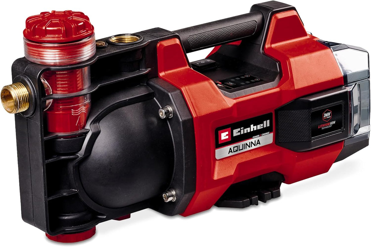 Einhell Pompes d'arrosage, Noir/Rouge, Pompe de jardin sans fil AQUINNA 36/38 F LED