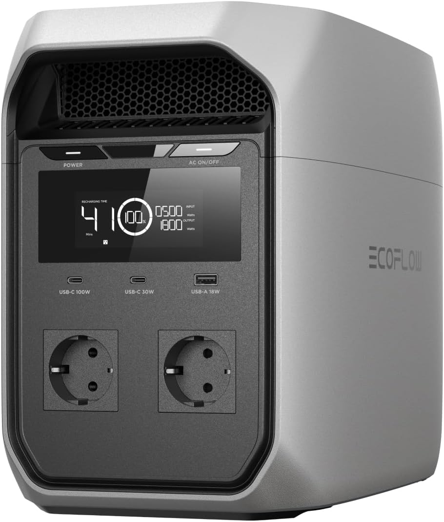 Amazon Renewed Groupes éléctrogènes, 1024 Wh, Gris/Noir, Station électrique portable ECOFLOW DELTA 3 Classic (Reconditionné)