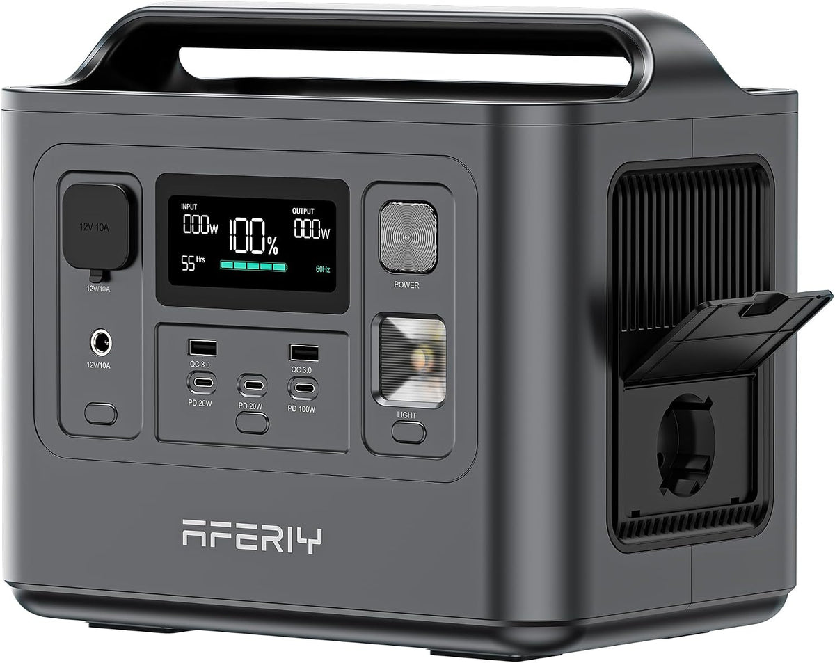AFERIY groupe électrogène, L27 x L18,8 x H24CM, et le poids net de 6,5KG., 800 W, 512 Wh, 240 V, Gris/Noir, Generateur Electrique Portable