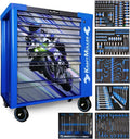 KraftMüller Caisses à outils, Bleu, Servante d'atelier Kraft Muller KM-7/6 Racing-Blue Flex Moto GP, 249 Outils Inclus - 7 tiroirs