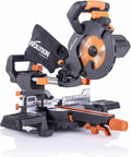 Evolution Power Tools Scies à onglets, Noir, Evolution 047-0003A (R185SMS+) Scie à onglet avec coupe universelle 45°