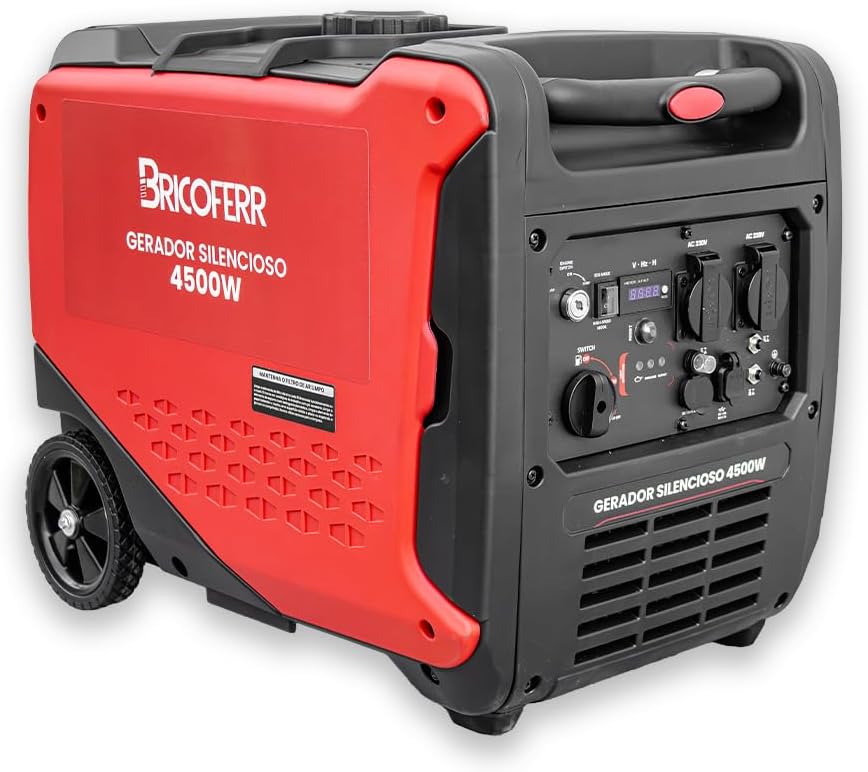 Bricoferr groupe électrogène, 230 V., 4500 W, Rouge/Noir, Générateur silencieux 9 HP