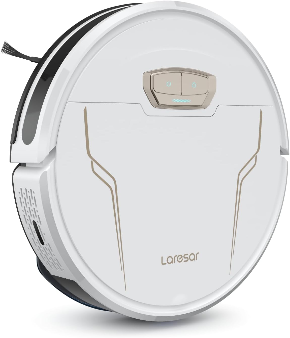 GreHom robot aspirateur, 7.6 cm, Blanc/Gris, Aspirateur Robot, Laveur avec Boost Auto pour Tapis, Aspirateur Ultra Mince Compact pour Poils d'animaux