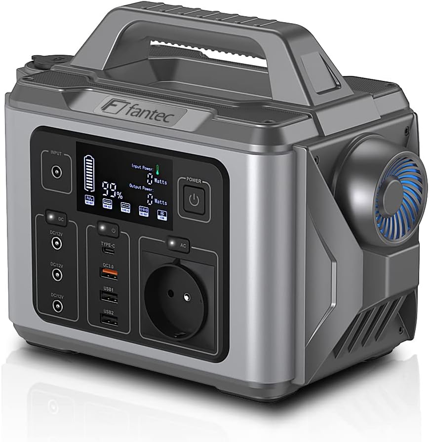 Fantec groupe électrogène, 300 W, 296 Wh, 600 W, 230 V, 18 W, Gris/Noir