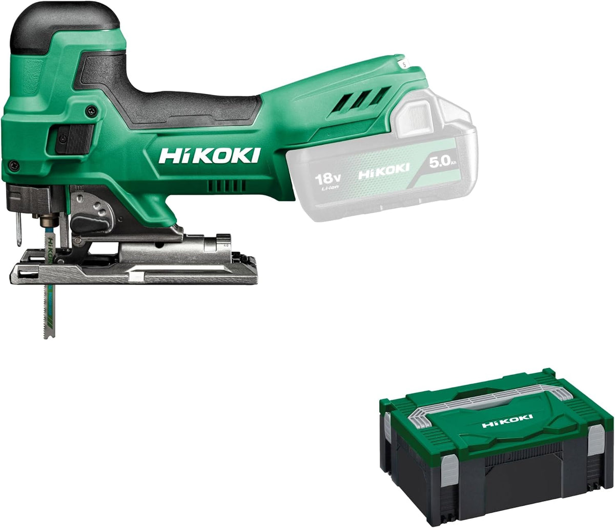 HIKOKI Scies sauteuses, 18 V, 135 mm, Vert/Gris, CJ18DBW2Z Scie Sauteuse Sans Fil, Pendulaire, Coupe Bois