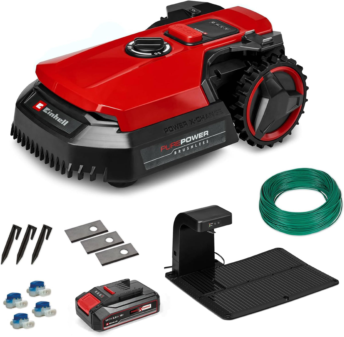 Einhell Tondeuses robot, 18 V, 500 m, 2,5 Ah, Noir/Rouge, Robot-Tondeuse FREELEXO 500 Power X-Change (, Commande par app. Mobile