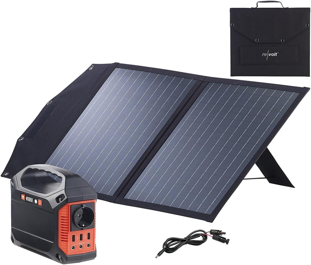 revolt Chargeurs solaires, 42 Ah, 50 W, Bleu, Convertisseur solaire & batterie nomade - avec Panneau pliable [ ]
