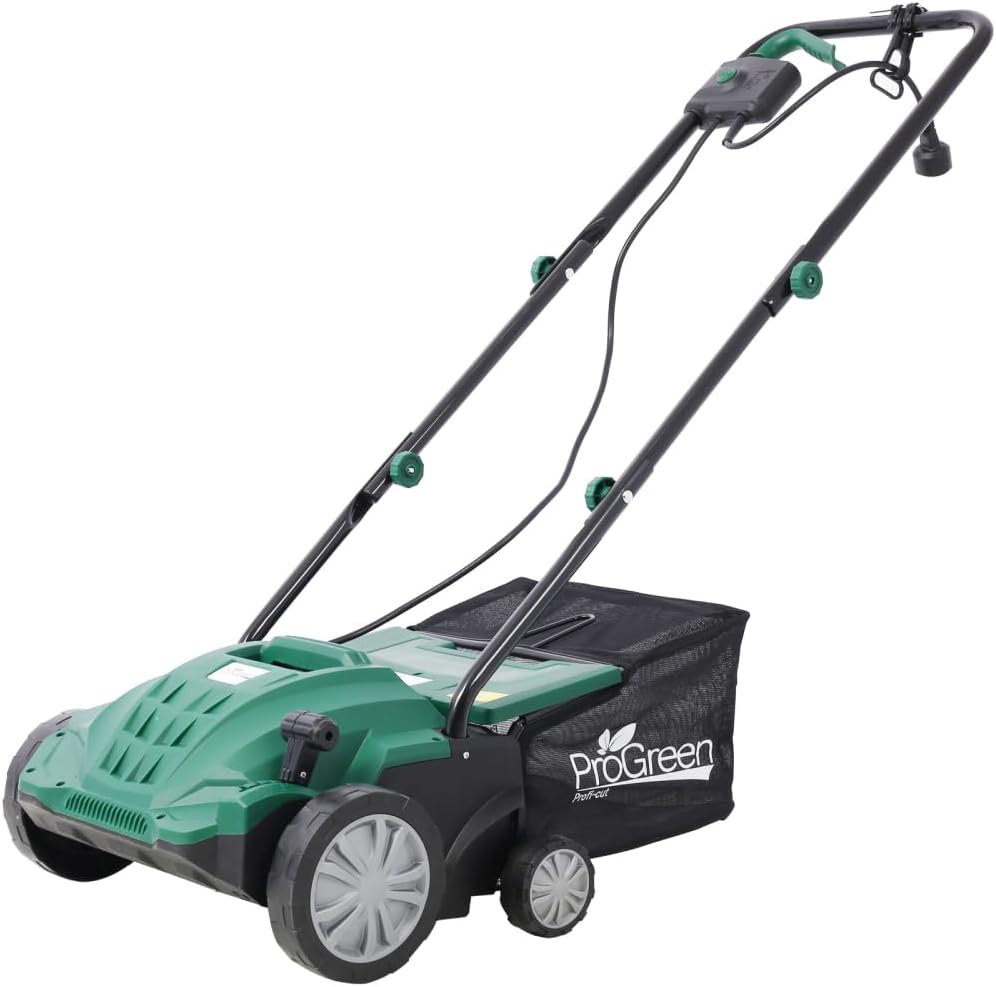 pidock Scarificateurs, 33 cm, 31,7 l, 3600 tr/min, Gris/Blanc, Scarificateur électrique 2 en 1, 12 A avec sac de collecte amovible