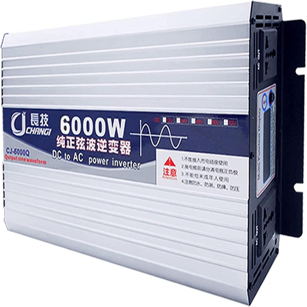 Générique onduleur, 12 V, 24 V, 220 V, 230 V, 240 V, coque de refroidissement en alliage d'aluminium et de magnésium., Blanc/Bleu, 6000 W- to110 V