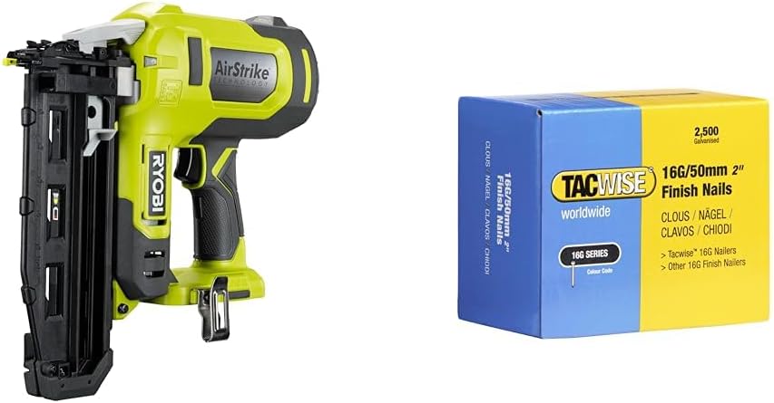 RYOBI Cloueur de finition, 16G, 18 V, 64 mm, 1,6 mm, 50 mm, Argenté, Lot de 2500