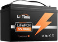 Litime batterie, 12 V, 100 Ah, 1280 Wh, Noir/Gris, Lithium LiFePO4 Pour Sièges de Camping-Car, 4000-15000 Cycles Profonds