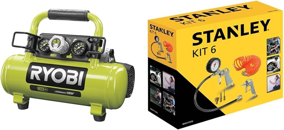 RYOBI Compresseurs d'air, 0,6 CV., 18 V, 3,8 L, Jaune/Noir, - Compresseur à cuve - / 0