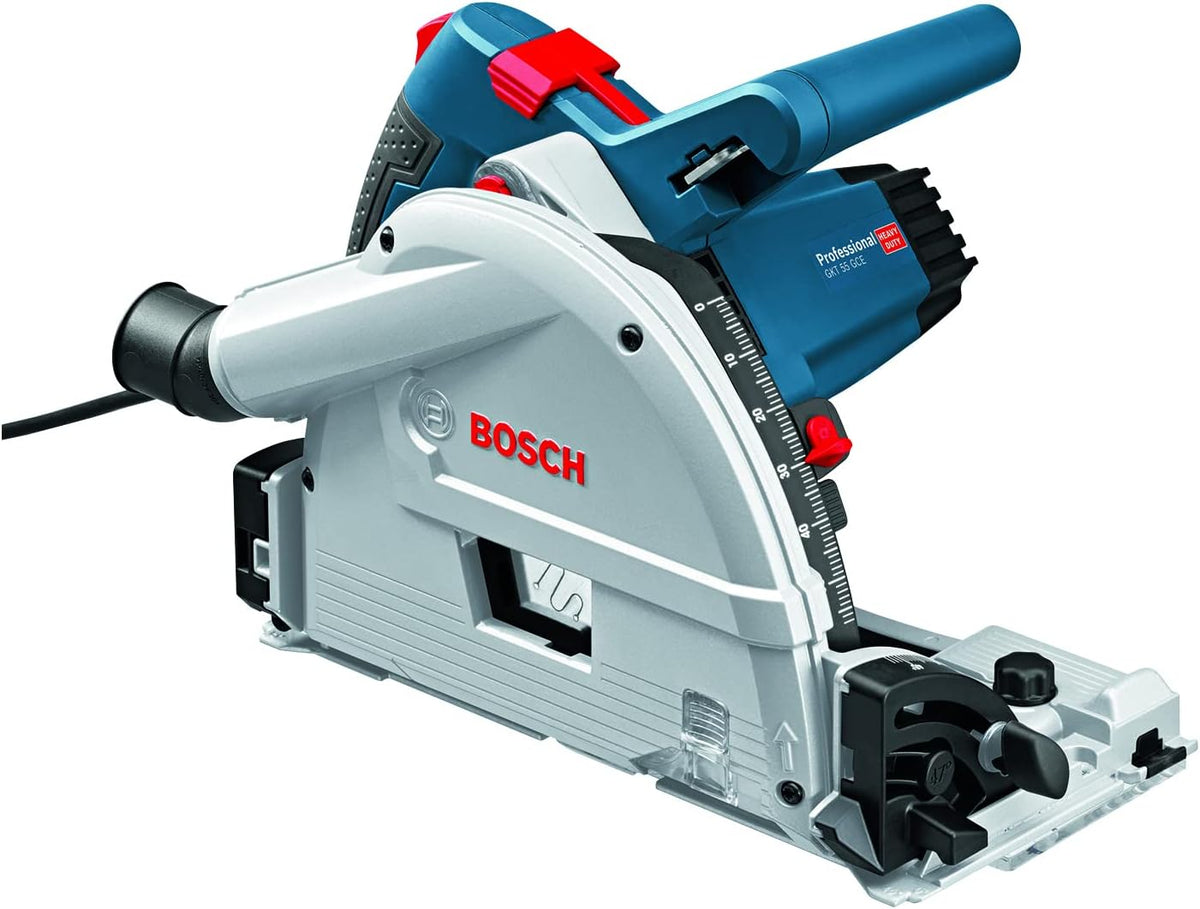 Bosch Professional scie circulaire, 400 W, 165 mm, Bleu/Blanc, scie plongeante GKT 55 GCE (puissance 1, lame de Best for Wood Ø