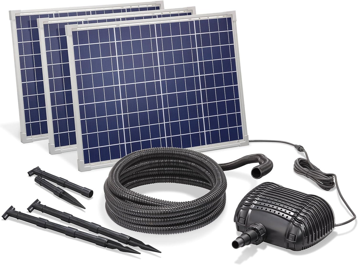 Esotec Cellules solaires, 5000 l, 50 W, Bleu/Gris, Pompe solaire de ruisseau /h avec 3 panneaux solaires, Pompe cascade pour bassin de jardin