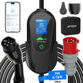 AFYEEV Stations de charge, 11 kW, 7M, Noir/Gris, Chargeur Voiture Electrique 16A, Triphasé Prise CEE