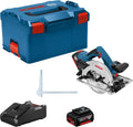 Bosch Professional scie circulaire, 18 V, 57 G, 57 mm, 4,0 Ah, Bleu/Blanc, System sans-fil GKS - (compatible rail de guidage