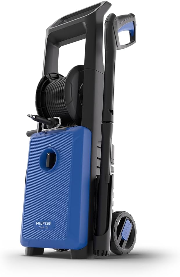 Nilfisk nettoyeur haute pression, 150 Bar, 2200 W, Noir/Bleu, Facile à Utiliser pour Terrasses, Voitures et Nettoyage Extérieur ( )