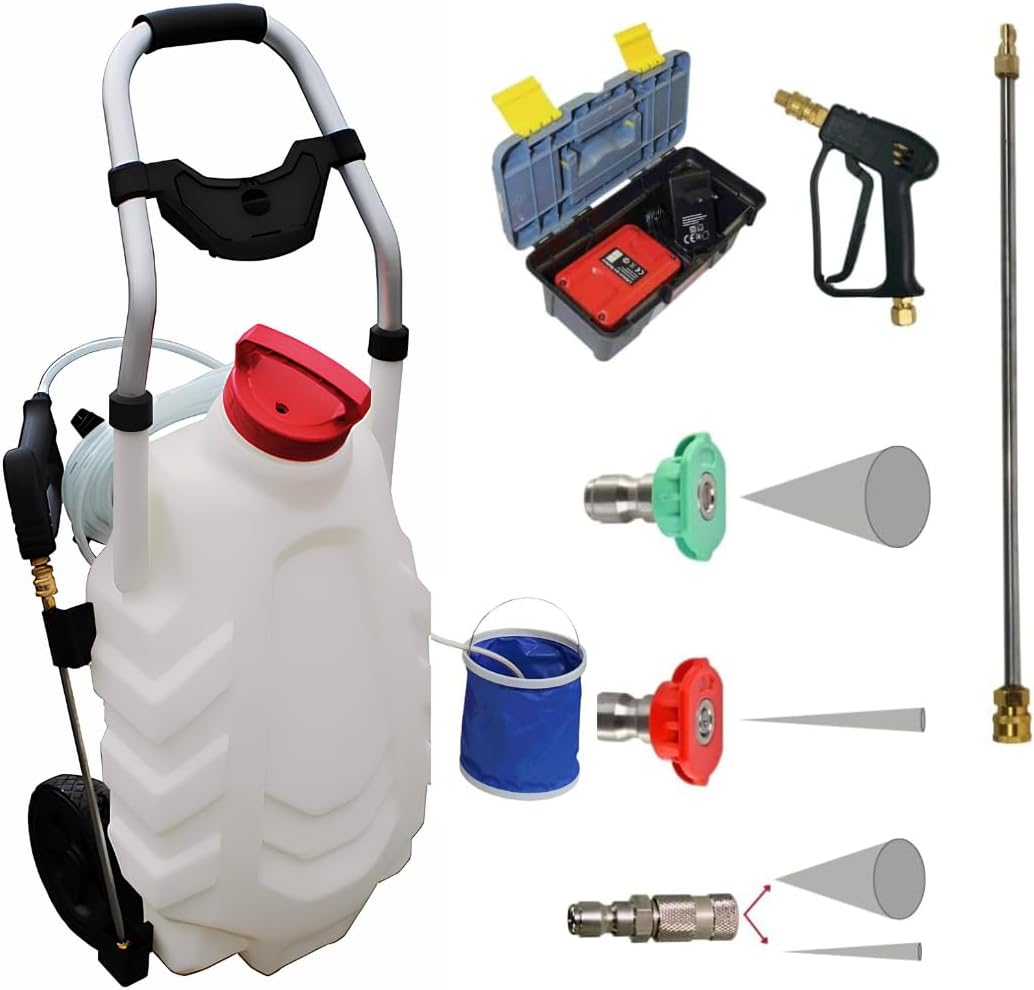 Phoenix pulvérisateur, 30 L, 8 m, Gris/Blanc, - L' Authentique Électrique Pro Sprayer III Option Rinçage, Tuyau - 2 Batteries MODELE Original