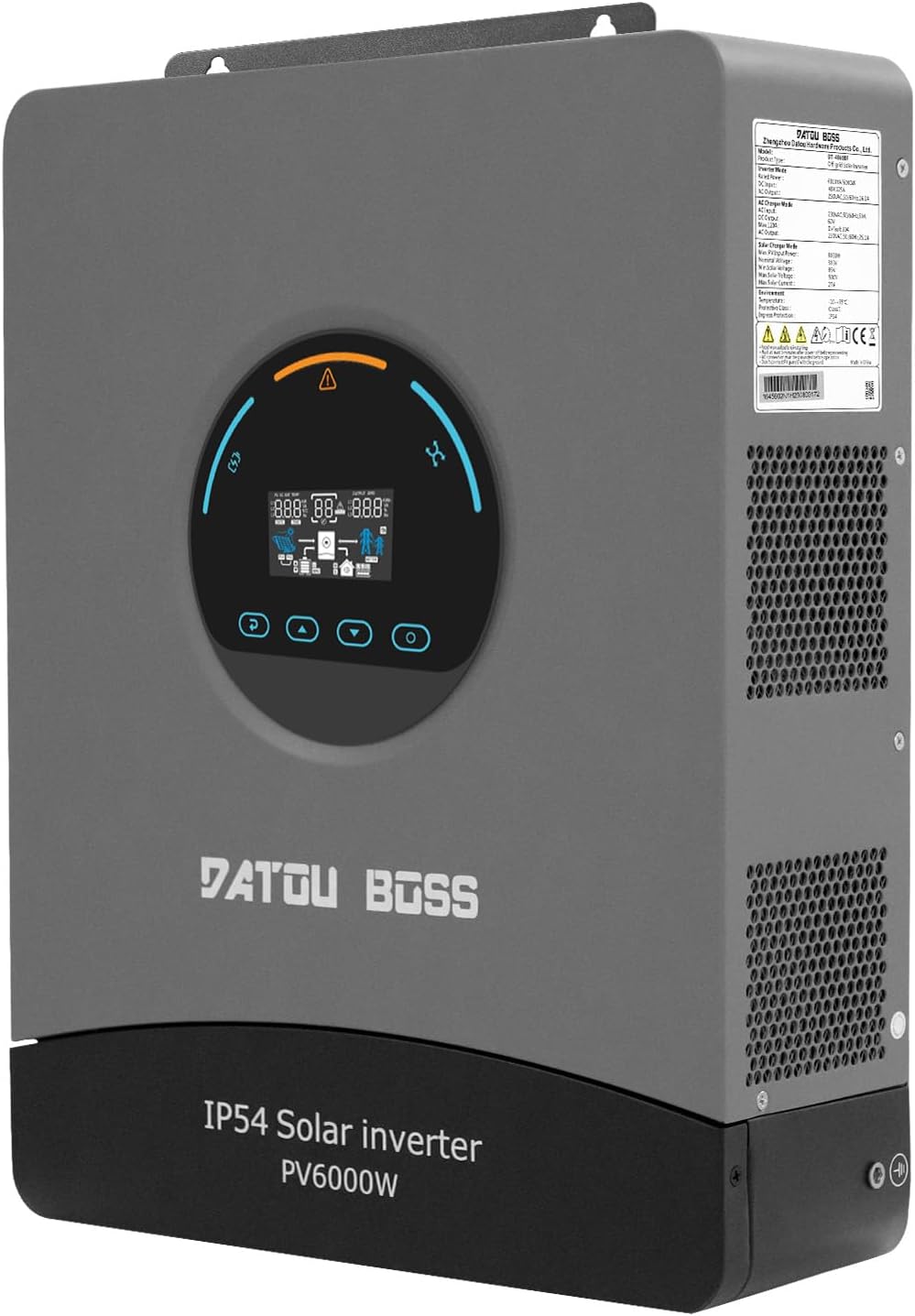 DATOUBOSS onduleur, 6000 W, 48 V, 8000 W, Gris/Noir, Solaire Hybride Pure Sinus, Champ PV jusqu'à, Régulateur MPPT intégré 120A