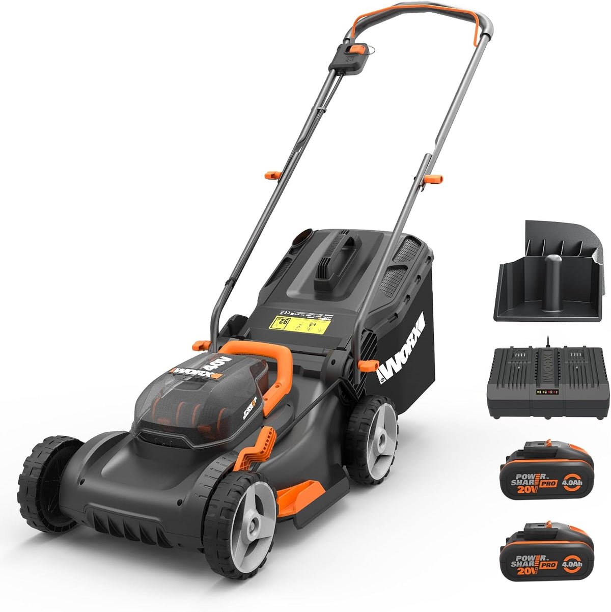 WORX tondeuse à gazon, 40 V, 40 cm, Noir/Gris, Tondeuse sans Fil WG743E