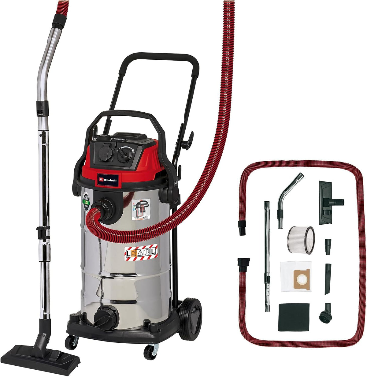 Einhell aspirateur eau et poussière, 500 W, 9 m, 40 l, 900 W, Gris/Blanc, Aspirateur eaux et poussières Te-VC 2340 SACL (1