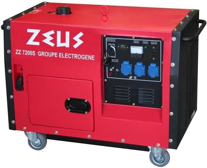 Master Flash Groupes éléctrogènes et énergies, 6000 W, Rouge, ZEUZ ZEUZ7200S MF7200S Groupe Electrogène Démarrage Electrique