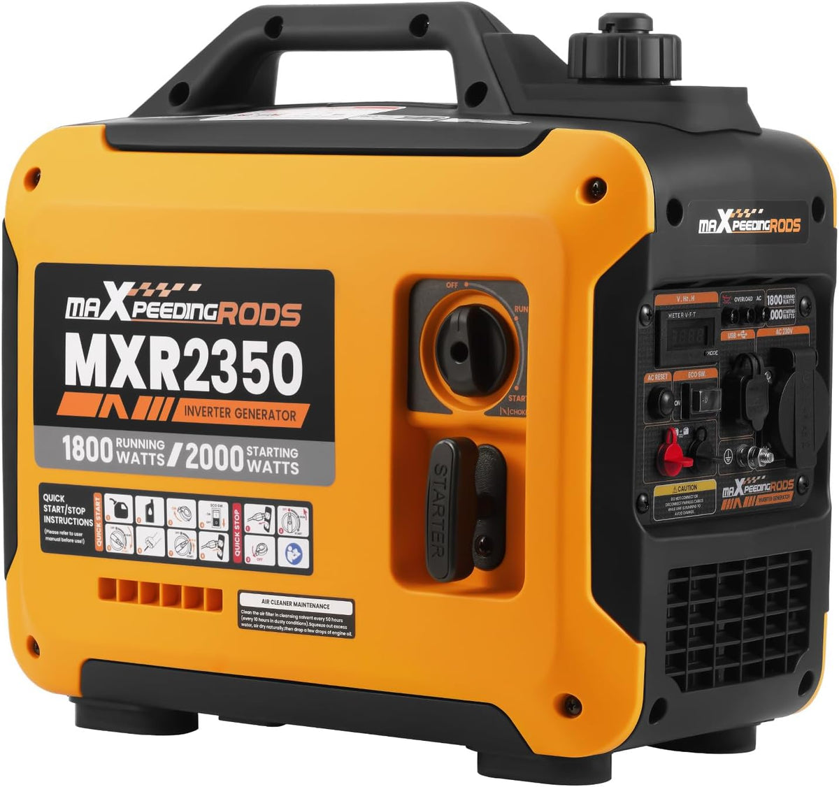 maXpeedingrods Groupes éléctrogènes, 2000 W, Orange/Noir, Groupe Electrogene Silencieux Essence Compact et Léger