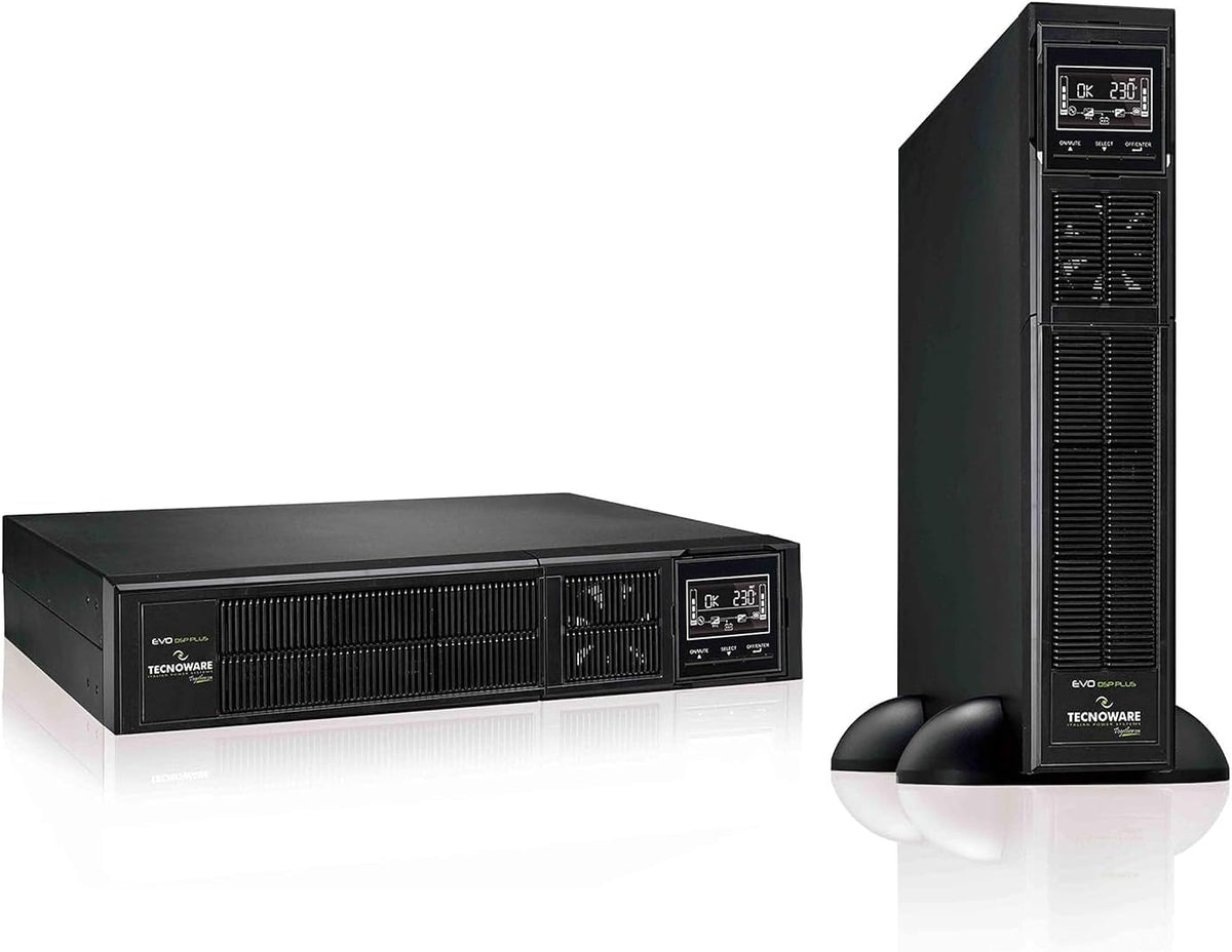 Tecnoware Power Systems onduleur, Noir, - EVO DSP PLUS 2400, Technologie en ligne, 8 sorties IEC, Installation Rack et Tower